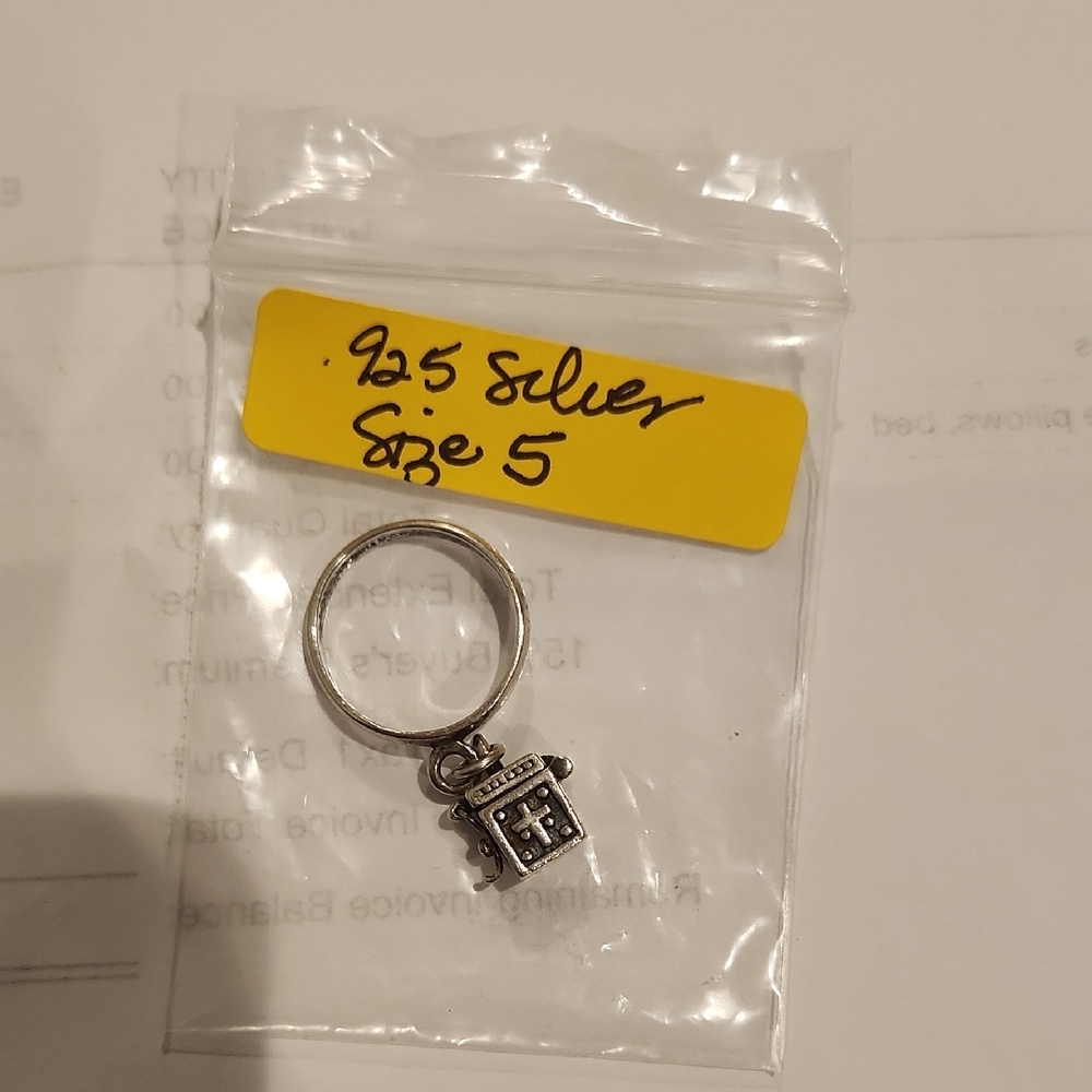 RETIRED James Avery CROSS ON BOX Dangle Ring Sz 5